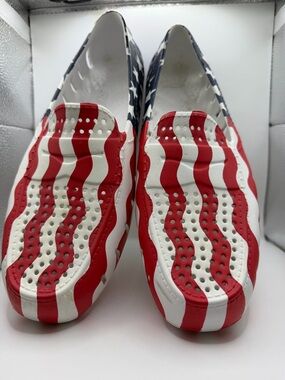Floafers Country Club Driver Men's 11 USA Patriotic Waterproof Boat Shoe Rubber